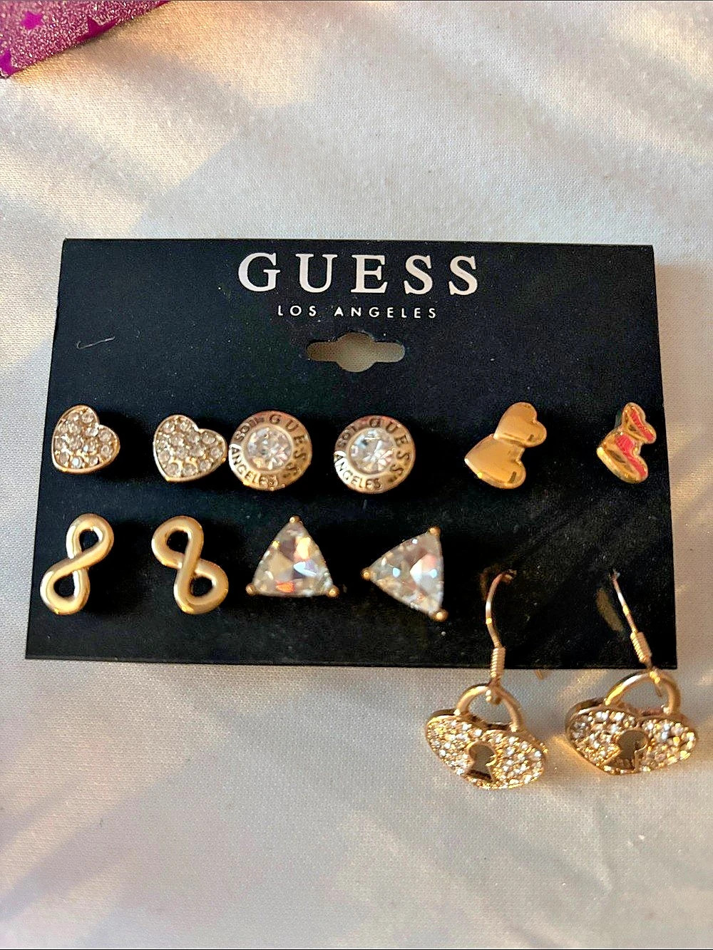 GUESS Multi-Pair Earrings in Gold & Silver Like New